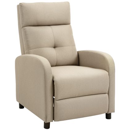 HOMCOM Relaxfauteuil met ligfunctie, uitklapbaar voetgedeelte, pocketvering, tot 150 kg, beige