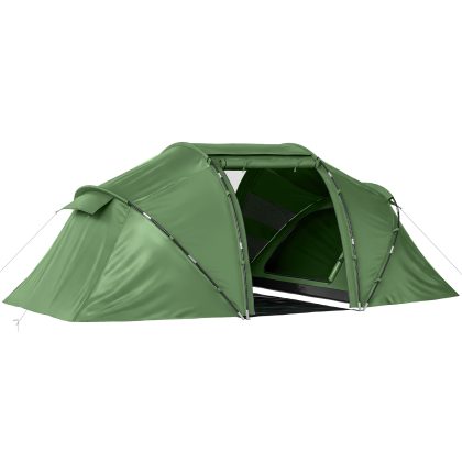 Outsunny Tunneltent voor 4-6 personen, campingtent met deur, bodemzeil, 2000mm waterdicht Groen