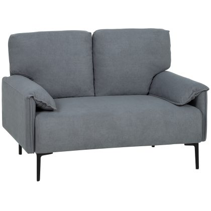 HOMCOM 2-Zitsbank met Comfortabele Dikke Kussens Fluweelachtige Bekleding Moderne Tweezitsbank voor Woonkamer en Slaapkamer Stabiel Zwart | Aosom.nl