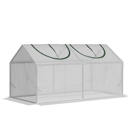 Outsunny mini kas, duurzaam en weerbestendig, UV-bestendig en weerbestendig afdekking, met ventilatieraam, 119 x 60 x 60 cm, wit | Aosom.nl