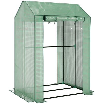 Outsunny Kas, kweekkas, koude bak, weerbestendig, oproldeurtje, 100 cm x 80 cm x 150 cm, Groen