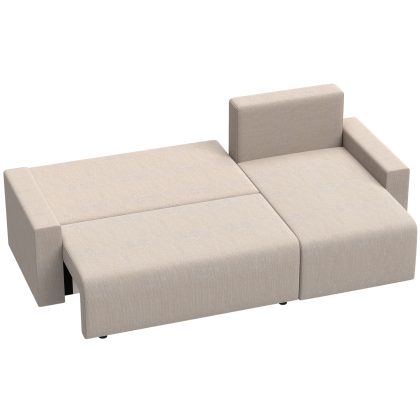 HOMCOM Hoekbank met slaapfunctie en omkeerbare chaiselongue, L-vormige 3-zits bank in kunstsuède, Beige