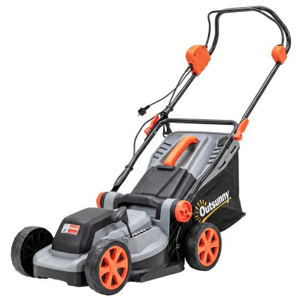 Outsunny Elektrische grasmaaier 1200 W met 34 cm maaibreedte 35L opvangbak mulchfunctie 6 maaihoogtes verstelbare handgreep