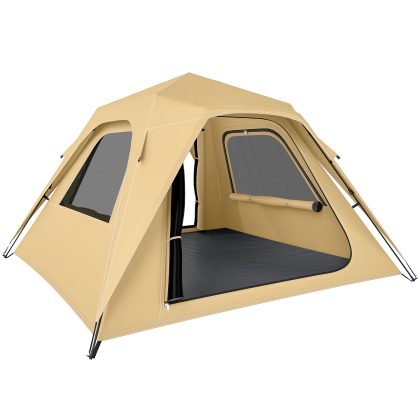 Outsunny Pop-up Tent 3-4 Personen Waterdichte Koepeltent met Regenscherm Snelle Opbouw 2 Deuren 2 Ramen Ventilatie voor Camping en Outdoor | Aosom.nl