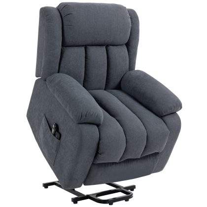 HOMCOM Tv-fauteuil met opsta-hulp, elektrisch relaxfauteuil met ligfunctie en massage, 93x91x103 cm, Donkergrijs