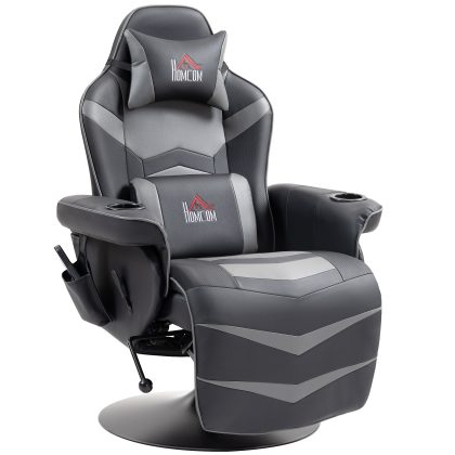 HOMCOM Relax Fauteuils, Stoel Met Massage, 6-punts vibratiemassage, Massage Gamingstoel, Kantelbare Leuning, Voetsteun, Tot 120 Kg, Grijs | Aosom.nl