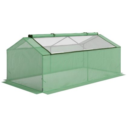 Outsunny mini kas, met Gaasramen UV-Bestendige, Stevige PE Hoes Stalen Frame, Groeibeschermer Microklimaat Voor Planten, 180x90x70cm, groen | Aosom.nl