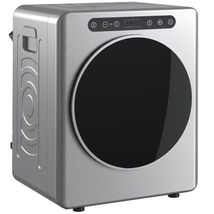 HOMCOM 5kg luchtafvoerdroger, 1000W compacte vrijstaande voorlader met RVS trommel, timer, zilver