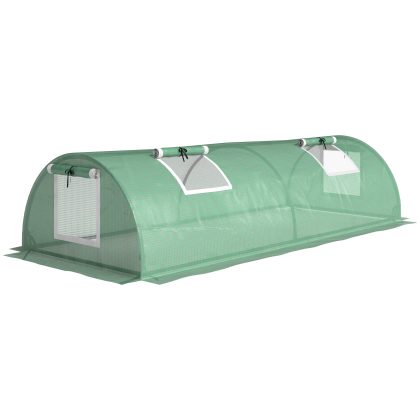 Outsunny broeikas, UV-bestendig minitunnelkas, ideaal voor tuinteelt, met gaasvenster, eenvoudig te monteren, 200 x 80 x 45 cm, groen | Aosom.nl