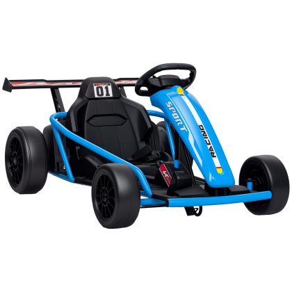 AIYAPLAY Elektrische kart, 24V, om te rijden en te driften, met veiligheidsgordel, voor 8-12 jaar tot 70 kg, 119 x 77 x 54 cm, Blauw | Aosom.nl