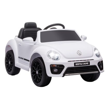 AIYAPLAY Elektrische kinderauto, VW Käfer, 3-5 km/u, met afstandsbediening & muziek, wit
