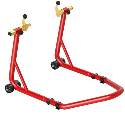 HOMCOM Set Motorfietsstandaards Voor Achter Montagestandaard Motorheffer Tot 544kg Staal Rood Verstelbaar Veilig Vier Wielen Compact | Aosom.nl