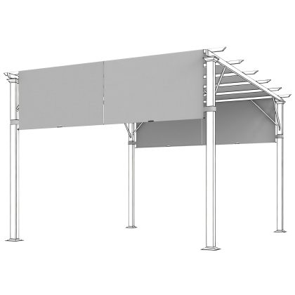 Outsunny Vervangend pergoladak met UV-bescherming, zonzeil voor terrasoverkapping voor 3 x 3 m paviljoen, lichtgrijs