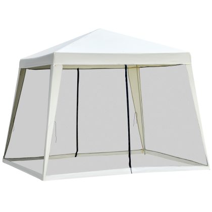 Outsunny tuinpaviljoen, waterdicht, met muggengaas, ideaal voor feesten, 3 x 3 m, beige | Aosom.nl