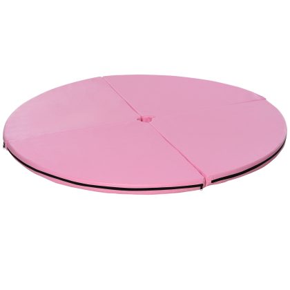 HOMCOM Paaldansmat Ø150 cm, 5 cm dik - Opvouwbare valmat voor paaldansen, gymnastiek en yoga - Roze