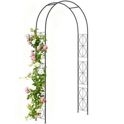 Outsunny tuinboog, stevig rankraster voor klimplanten, weerbestendig met gewelfd dak, 114 x 30 x 230 cm, zwart | Aosom.nl