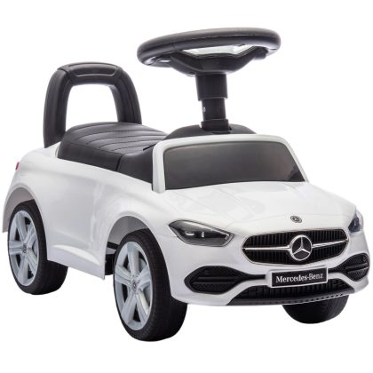 AIYAPLAY Kinderauto Mercedes Benz Licentie Toeter Opbergruimte 65x28x39 cm Wit Maximale Belasting 25 kg voor Kinderen 3+ Jaar | Aosom.nl