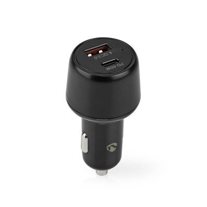 Nedis Autolader | 2.0 / 3.0 / 3.25 A | Outputs: 2 | Poorttype: USB-A / USB-C | 65 W | Automatische Voltage Selectie | PD3.0 27W / PD3.0 36W / PD3.0 45W / PD3.0 65W
