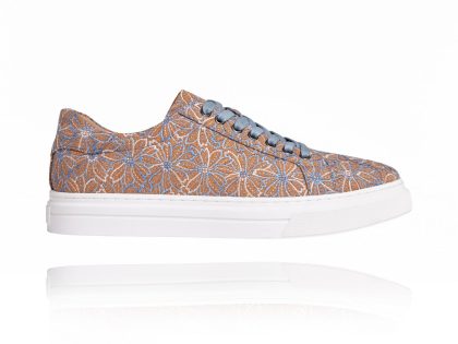 Lureaux Blue Cork Flower Sneakers Lureaux - Handgemaakte Nette Schoenen Voor Heren