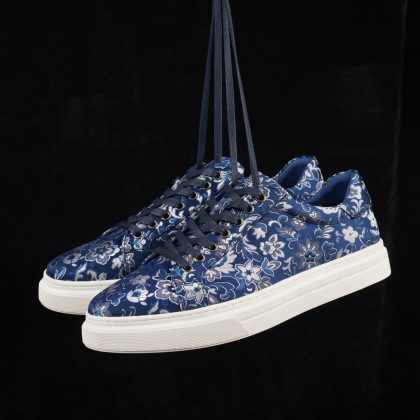 Lureaux Blue Sky Flower Sneaker Lureaux - Handgemaakte Nette Schoenen Voor Heren