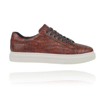 Lureaux Brown Reptile Sneakers Lureaux - Handgemaakte Nette Schoenen Voor Heren