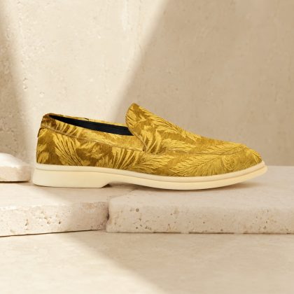 Lureaux Golden Velvet Paisley Loafer Lureaux - Handgemaakte Nette Schoenen Voor Heren