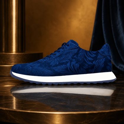 Lureaux Indigo Velvet Paisley Runners Lureaux - Handgemaakte Nette Schoenen Voor Heren