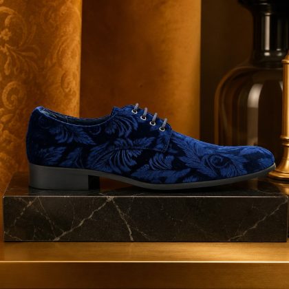 Lureaux Indigo Velvet Paisley Lureaux - Handgemaakte Nette Schoenen Voor Heren