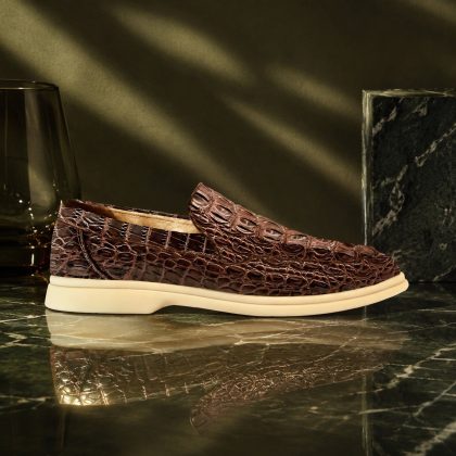 Lureaux Iron Scale Brown Loafer Lureaux - Handgemaakte Nette Schoenen Voor Heren