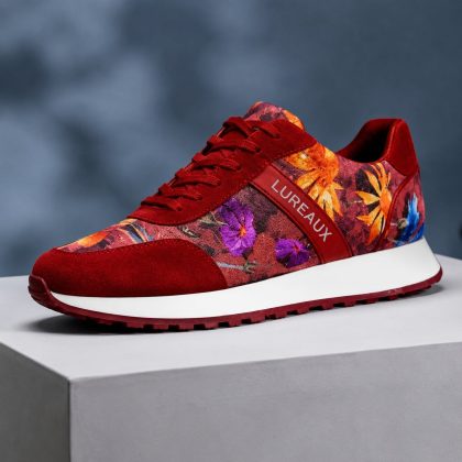 Lureaux Rosso Velour Flora Runner Lureaux - Handgemaakte Nette Schoenen Voor Heren
