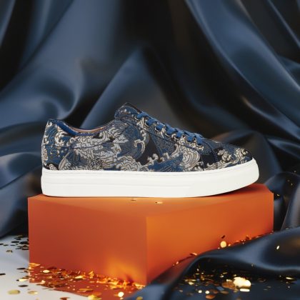 Lureaux Silent Blue Tsunami Sneakers Lureaux - Handgemaakte Nette Schoenen Voor Heren