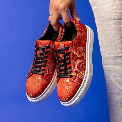 Lureaux Red Shadow Sneakers Lureaux - Handgemaakte Nette Schoenen Voor Heren