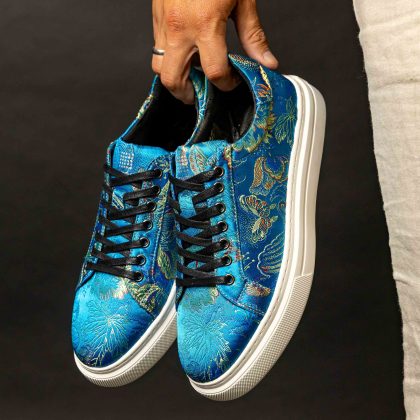 Lureaux Blue Shadow Sneakers Lureaux - Handgemaakte Nette Schoenen Voor Heren