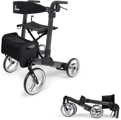 Parvum Luxo Large Rollator - Luxe dubbel opvouwbare rollator (6,9kg)-Antracite