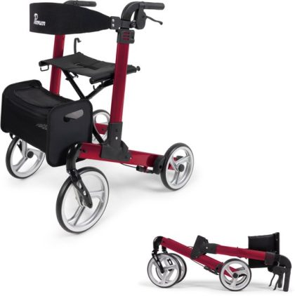Parvum Luxo Medium Rollator - Luxe dubbel opvouwbare rollator (6,9kg)-Red
