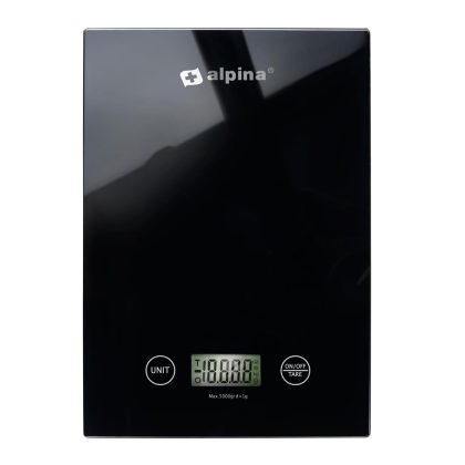 Alpina Keukenweegschaal glas 5kg zwart