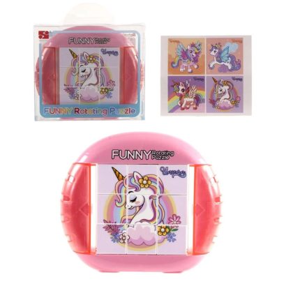 Merkloos Rotating unicorn puzzel 12cm