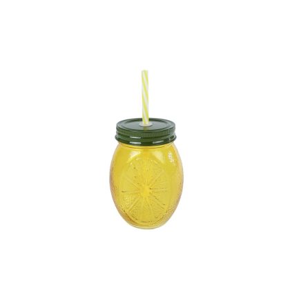 Merkloos Citroen Drinkglas met rietje
