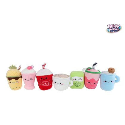 Merkloos Fluffy Menu pluche drankje 9-13cm