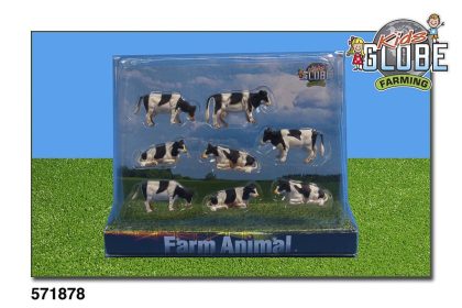 Kids Globe Koe 1:87 zwart/wit ligend en staand