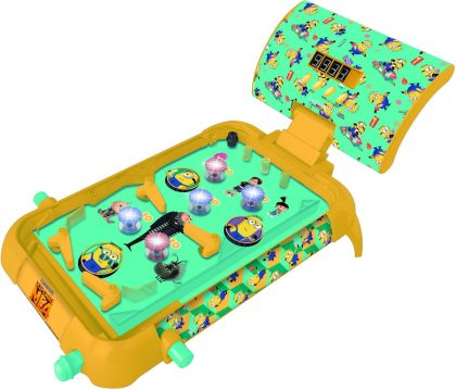 Lexibook De minions elektronische tafelflipperkast met geweldig ontwerp, geluiden, verlichting en digitale scores tot play alone of challenge uw friends.