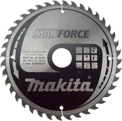 Makita cirkelzaagblad voor hout | makforce | ø 190mm asgat 30mm 40t - b-08486