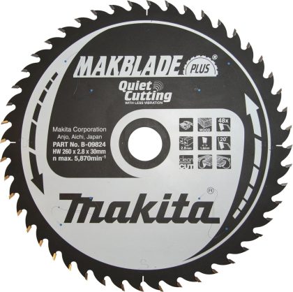 Makita cirkelzaagblad voor hout | makblade-plus | ø 260mm asgat 30mm 48t - b-09824