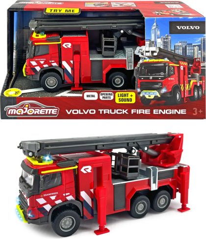 Majorette grand series - volvo fmx brandweerwagen nl - metaal - licht en geluid - 19 cm - speelgoedvoertuig