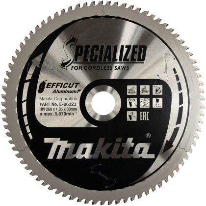 Makita afkortzaagblad voor aluminium | efficut aluminium | ø 260mm asgat 30mm 81t - e-06323