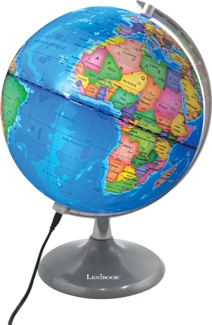 Lexibook Luminous dag- en nachtglobe - kaart van de aarde overdag en kaart van sterrenbeelden die oplichten (french)