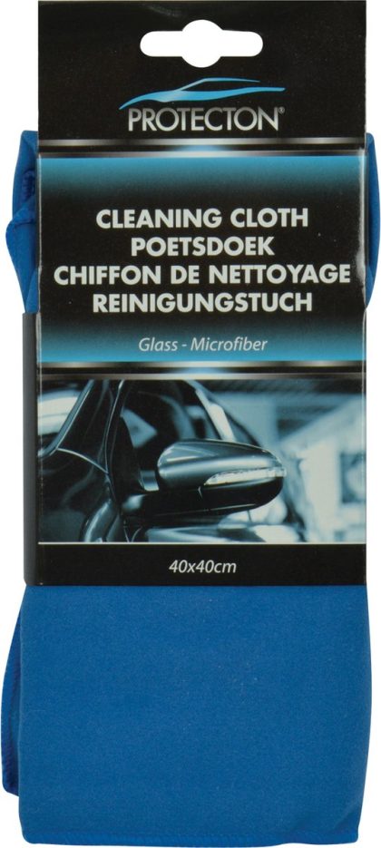 Protecton glasreinigingsdoek - microvezel - voor streepvrij reinigen van autoruiten & spiegels - met of zonder reinigingsmiddel - wasbaar in wasmachine - 40x40cm