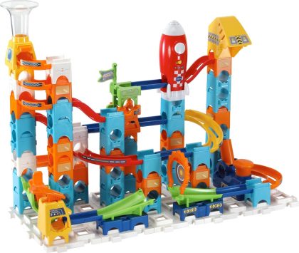 VTech marble rush rocket set elektronisch m100e knikkerbaan - 79 onderdelen - incl. 10 knikkers met licht- en geluidseffecten - cadeau - speelgoed 3 tot 12 jaar