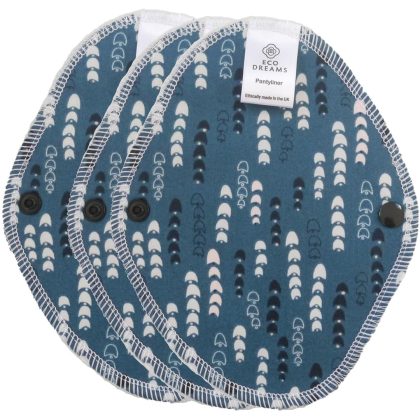 menstruatiecups.nl Wasbaar maandverband en inlegkruisjes - Eco Dreams - extra dun (beschrijvin 3 stuks inlegkruisjes Midnight Garden (blauw))