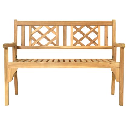 Costway Opklapbaar Terrasbank Tuinbank Hout Houten Bank Tuinmeubelen 120 x 56 x 90 cm Naturel